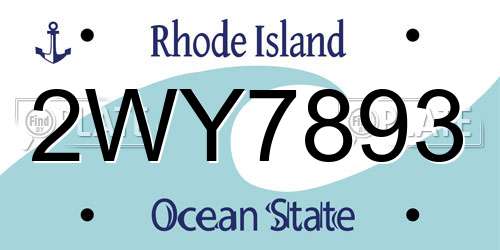 2WY7893 Rhode Island License Plate