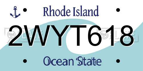 2WYT618 Rhode Island License Plate