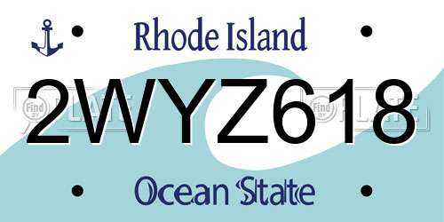 2WYZ618 Rhode Island License Plate