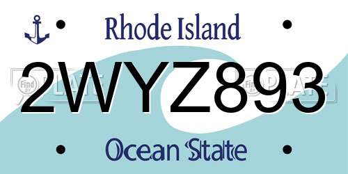 2WYZ893 Rhode Island License Plate