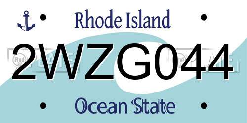 2WZG044 Rhode Island License Plate