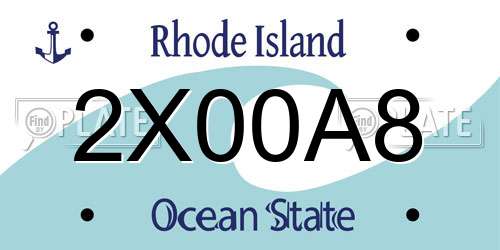 2X00A8 Rhode Island License Plate