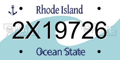 2X19726 Rhode Island License Plate