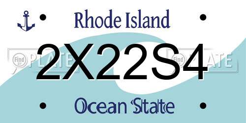 2X22S4 Rhode Island License Plate