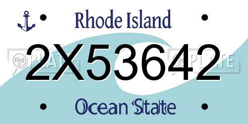 2X53642 Rhode Island License Plate