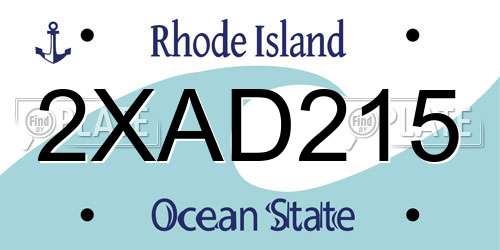 2XAD215 Rhode Island License Plate