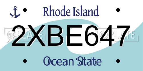 2XBE647 Rhode Island License Plate