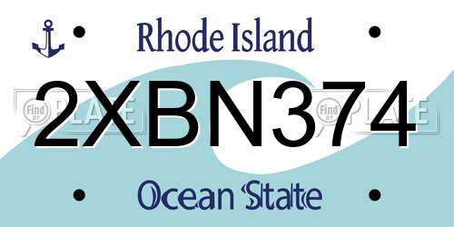 2XBN374 Rhode Island License Plate