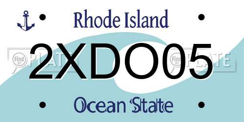 2XDO05 Rhode Island License Plate