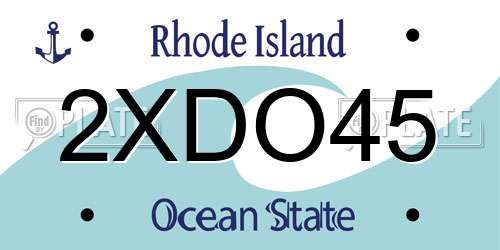 2XDO45 Rhode Island License Plate