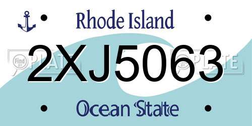2XJ5063 Rhode Island License Plate