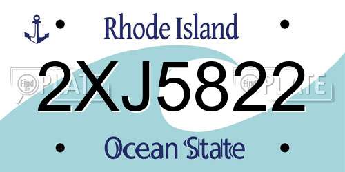 2XJ5822 Rhode Island License Plate