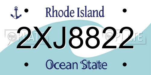 2XJ8822 Rhode Island License Plate