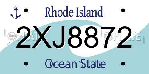 2XJ8872 Rhode Island License Plate