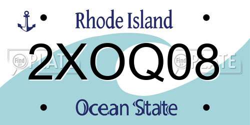 2XOQ08 Rhode Island License Plate
