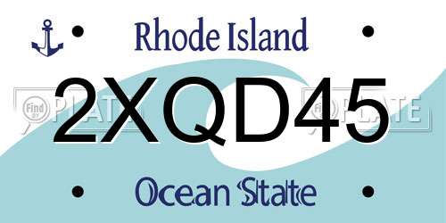 2XQD45 Rhode Island License Plate