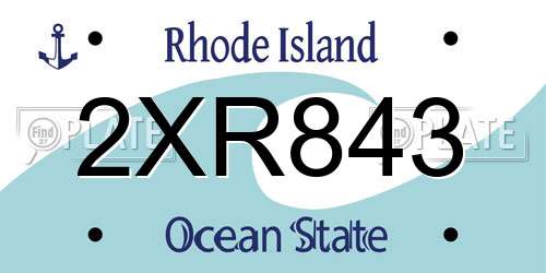 2XR843 Rhode Island License Plate