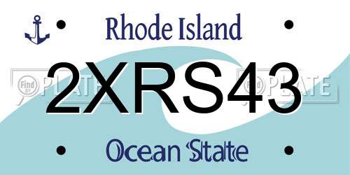 2XRS43 Rhode Island License Plate