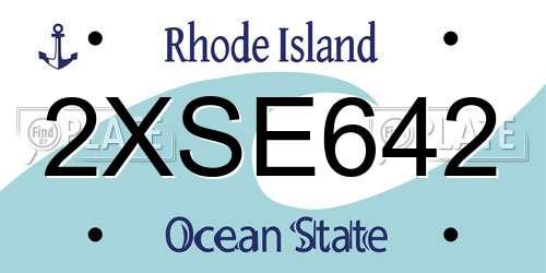 2XSE642 Rhode Island License Plate