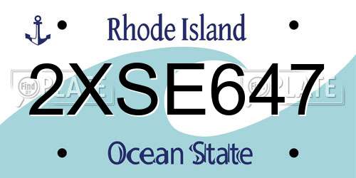 2XSE647 Rhode Island License Plate