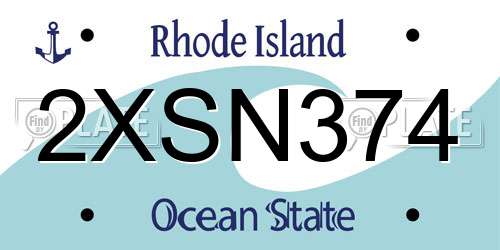 2XSN374 Rhode Island License Plate
