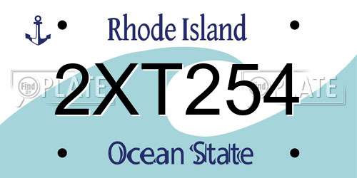 2XT254 Rhode Island License Plate