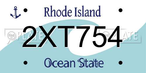 2XT754 Rhode Island License Plate