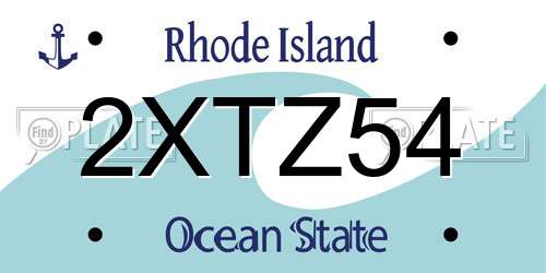 2XTZ54 Rhode Island License Plate