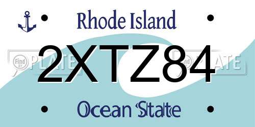 2XTZ84 Rhode Island License Plate