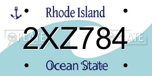 2XZ784 Rhode Island License Plate