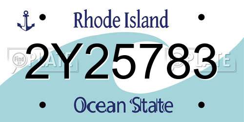 2Y25783 Rhode Island License Plate