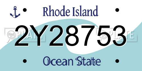 2Y28753 Rhode Island License Plate