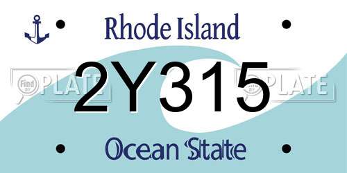 2Y315 Rhode Island License Plate