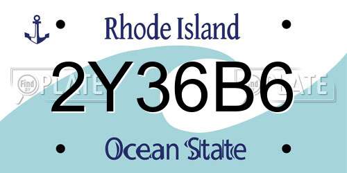 2Y36B6 Rhode Island License Plate