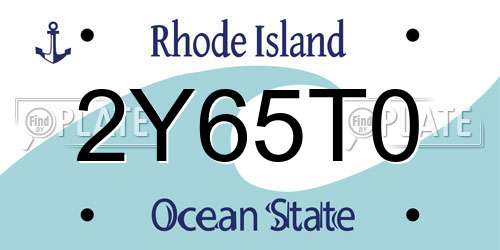 2Y65T0 Rhode Island License Plate