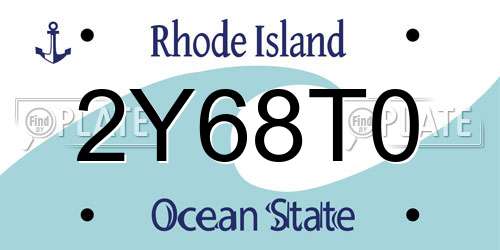2Y68T0 Rhode Island License Plate