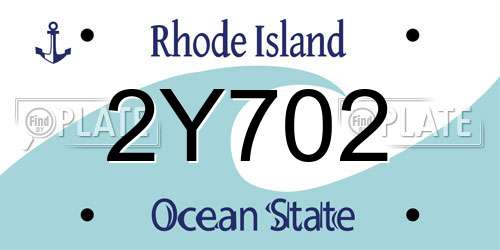2Y702 Rhode Island License Plate