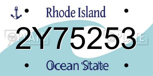 2Y75253 Rhode Island License Plate