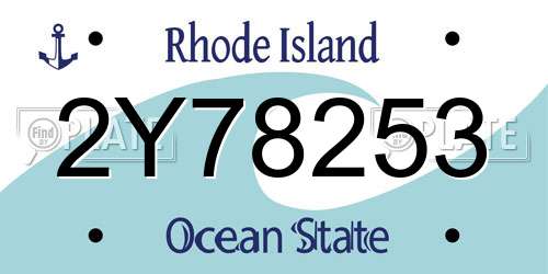2Y78253 Rhode Island License Plate