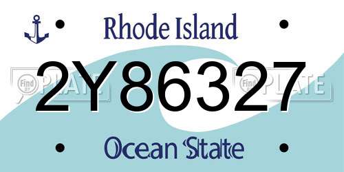 2Y86327 Rhode Island License Plate