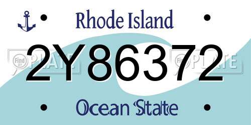 2Y86372 Rhode Island License Plate