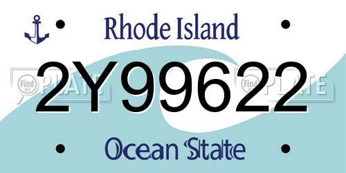 2Y99622 Rhode Island License Plate