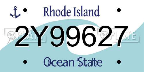 2Y99627 Rhode Island License Plate