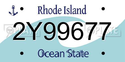2Y99677 Rhode Island License Plate
