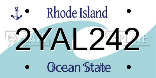 2YAL242 Rhode Island License Plate