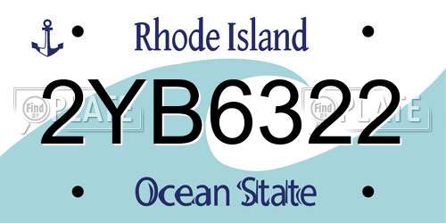 2YB6322 Rhode Island License Plate