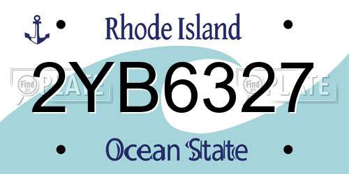 2YB6327 Rhode Island License Plate