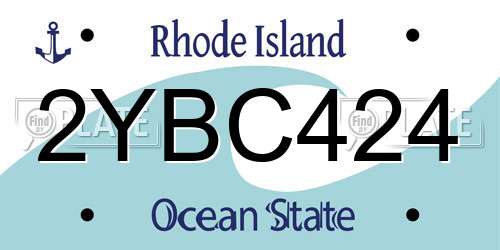 2YBC424 Rhode Island License Plate