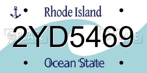 2YD5469 Rhode Island License Plate