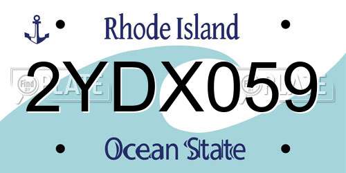 2YDX059 Rhode Island License Plate